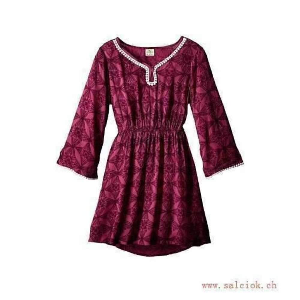 O'Neill Girls Purple LS ILA Kaftan Dress L